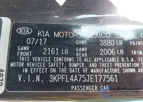 2018 Kia Forte Lx из США, поврежденный, VIN 3KPFL4A75JE177561